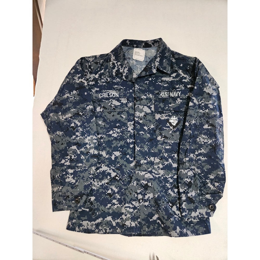 US Navy NWU Type I Blouse Mens Medium Long Blue Digital Camo Uniform Shirt